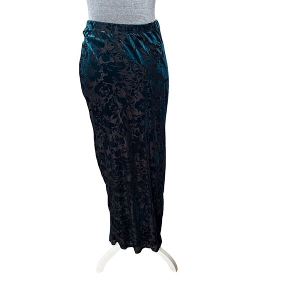 12th Tribe Black & Teal Velvet Floral Maxi Skirt L - Picture 3 of 6